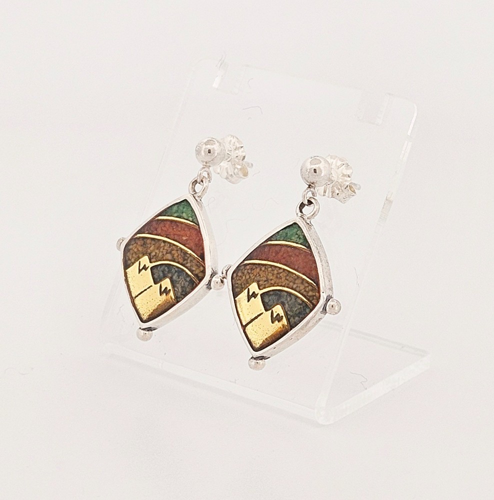 Carolyn Pollack Relios sterling silver crushed multi stone post back earrings