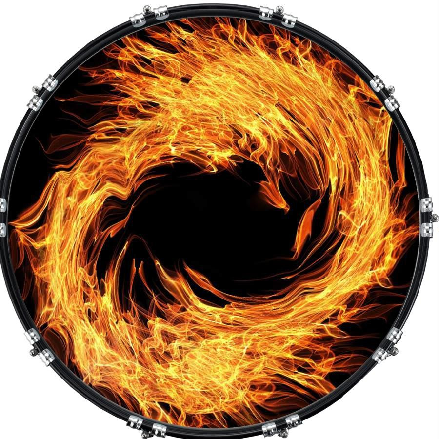 20" Custom Bass Kick Drum Front Head Graphical Fire Ring