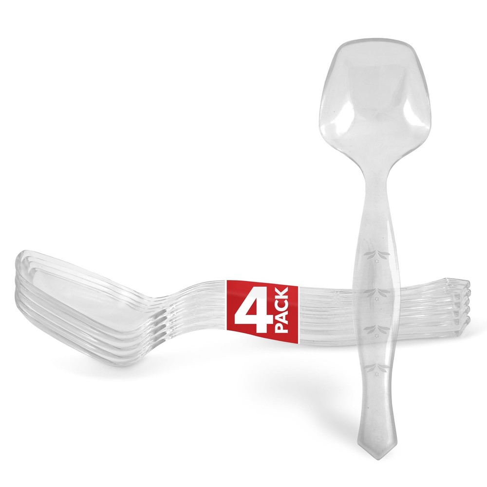 4 Count Disposable Serving Spoons, Clear Plastic 4 Count,