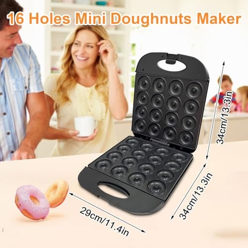 2025 Mini Donut Maker Machine for Home, Kid-Friendly 16-Hole