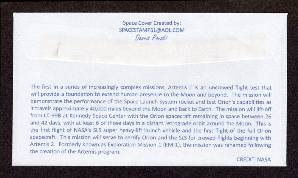 ARTEMIS 1 - LAUNCHES - spacestamps1