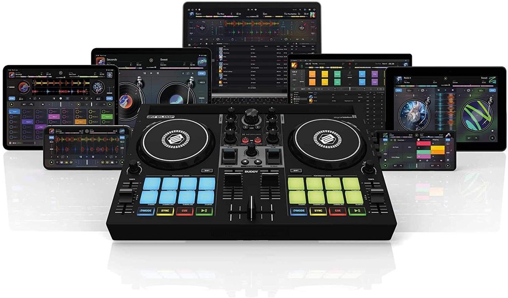 Reloop Buddy compact 2-channel DJ controller for Algoriddim DJay on iOS, PadOS,