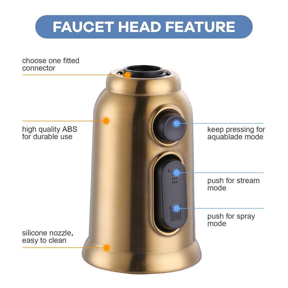 Three-Function Pull Down Kitchen Faucet Head Replacement