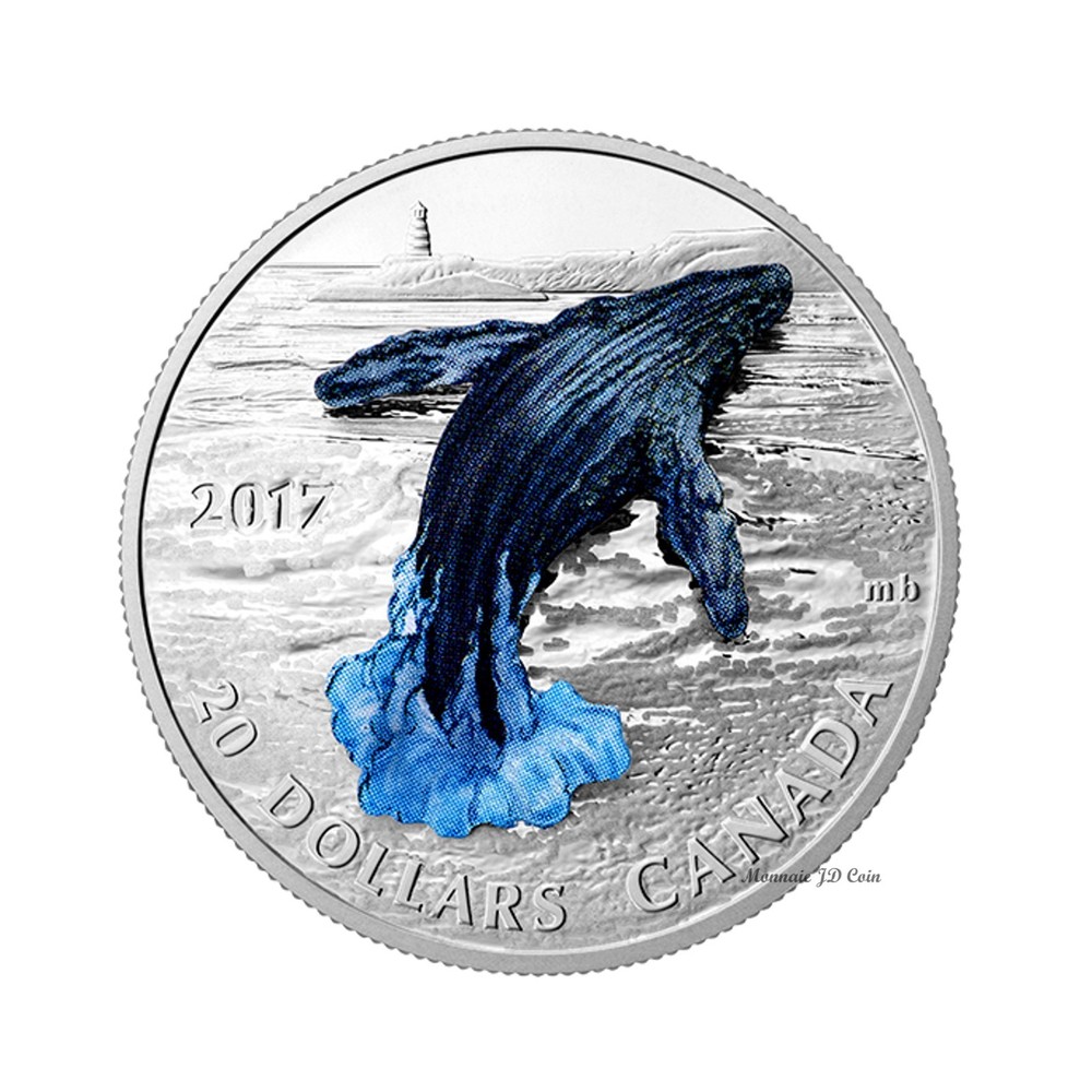 2017 Canada $20 Three Dimensional Breaching Whale Fine Silver With Out Black Box