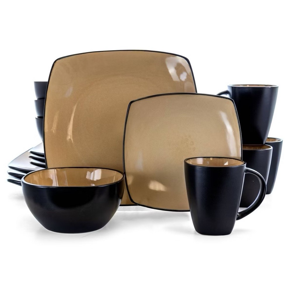 Soho Lounge 16 pc Dinnerware Taupe Square Shape (Service 4)