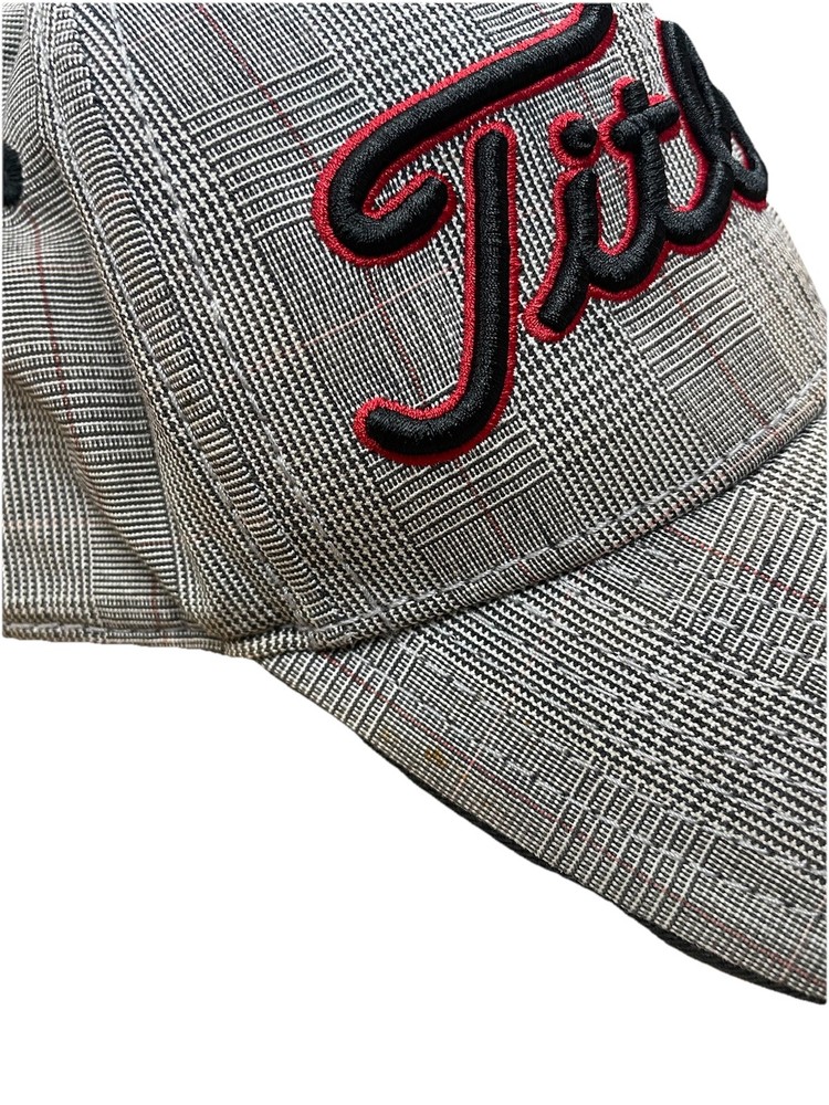 Titleist Golf Hat Adjustable Plaid Gray Black Red Script Cap Pre-Owned