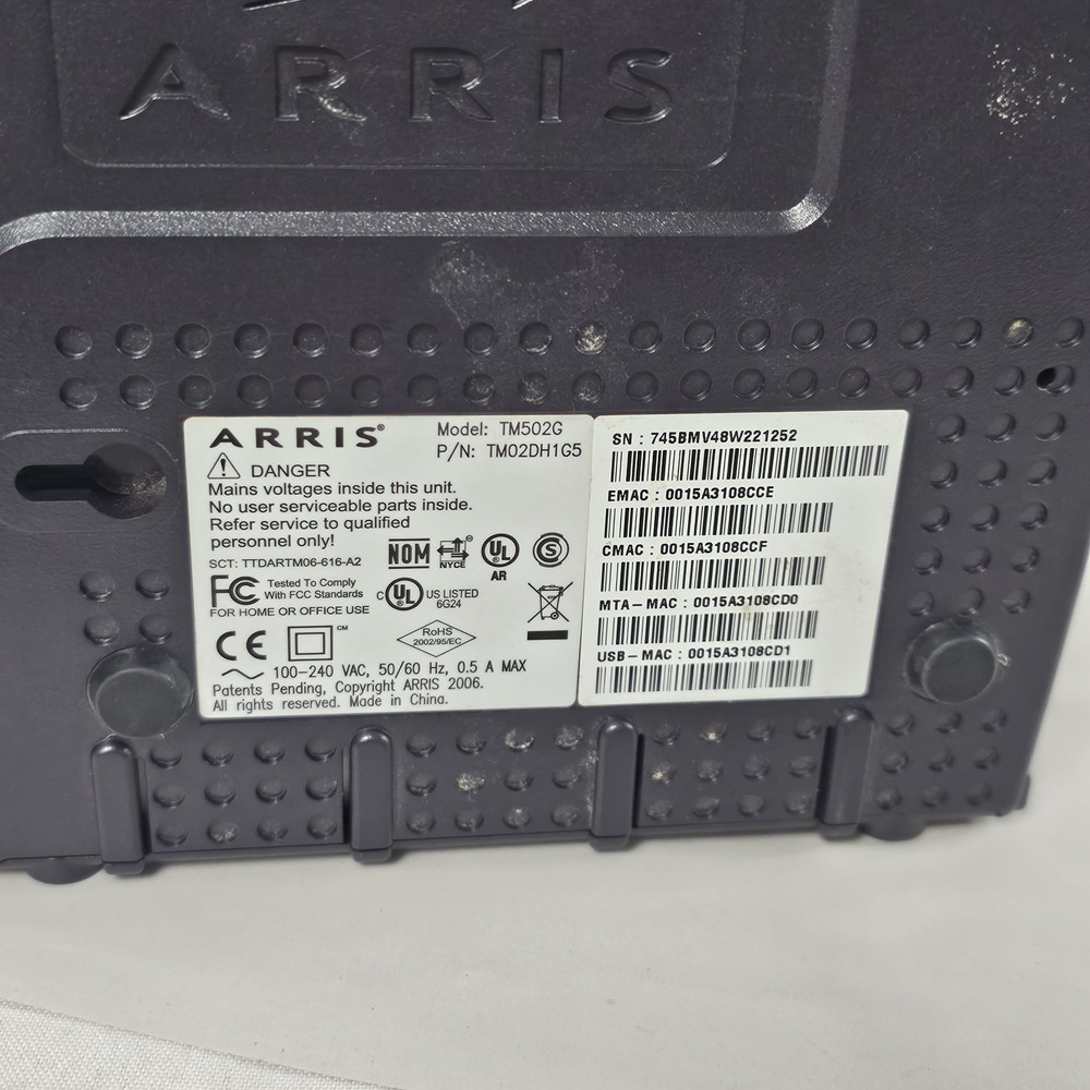 Arris Modem TM502G Tested & Working Has A Rattle Inside Please Read Description
