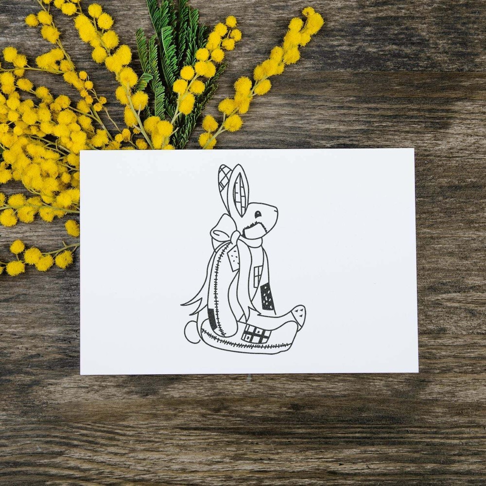 Patchwork Bunny Art Rubber Stamp