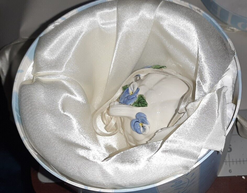 Mud Pie Pansy Flower Ceramic Spring Time Teapot Ornament