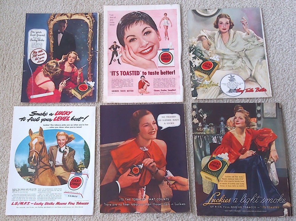 Lucky Strike Cigarettes Advertisements Lot of 6 - 8