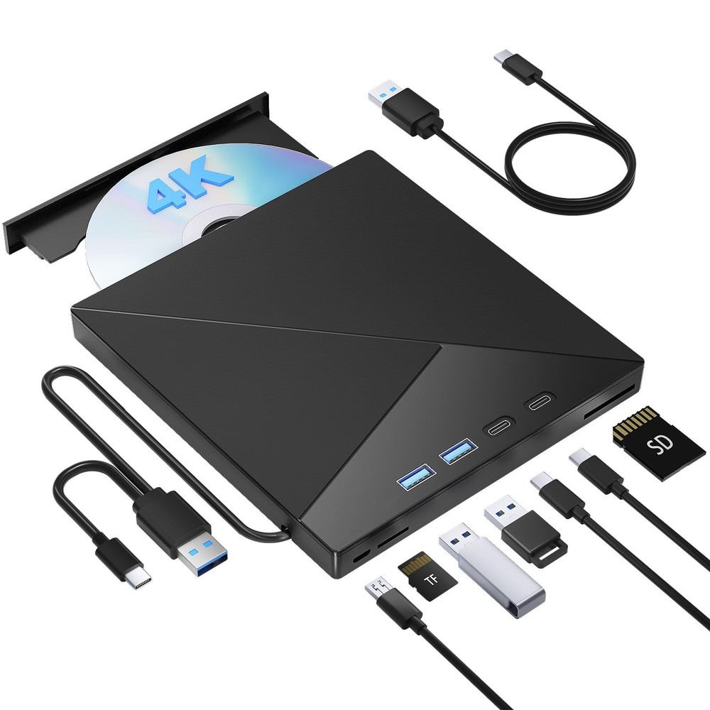 7 IN 1 External Blu Ray Drive, 4k Burner with USB 3.0 Type-C...