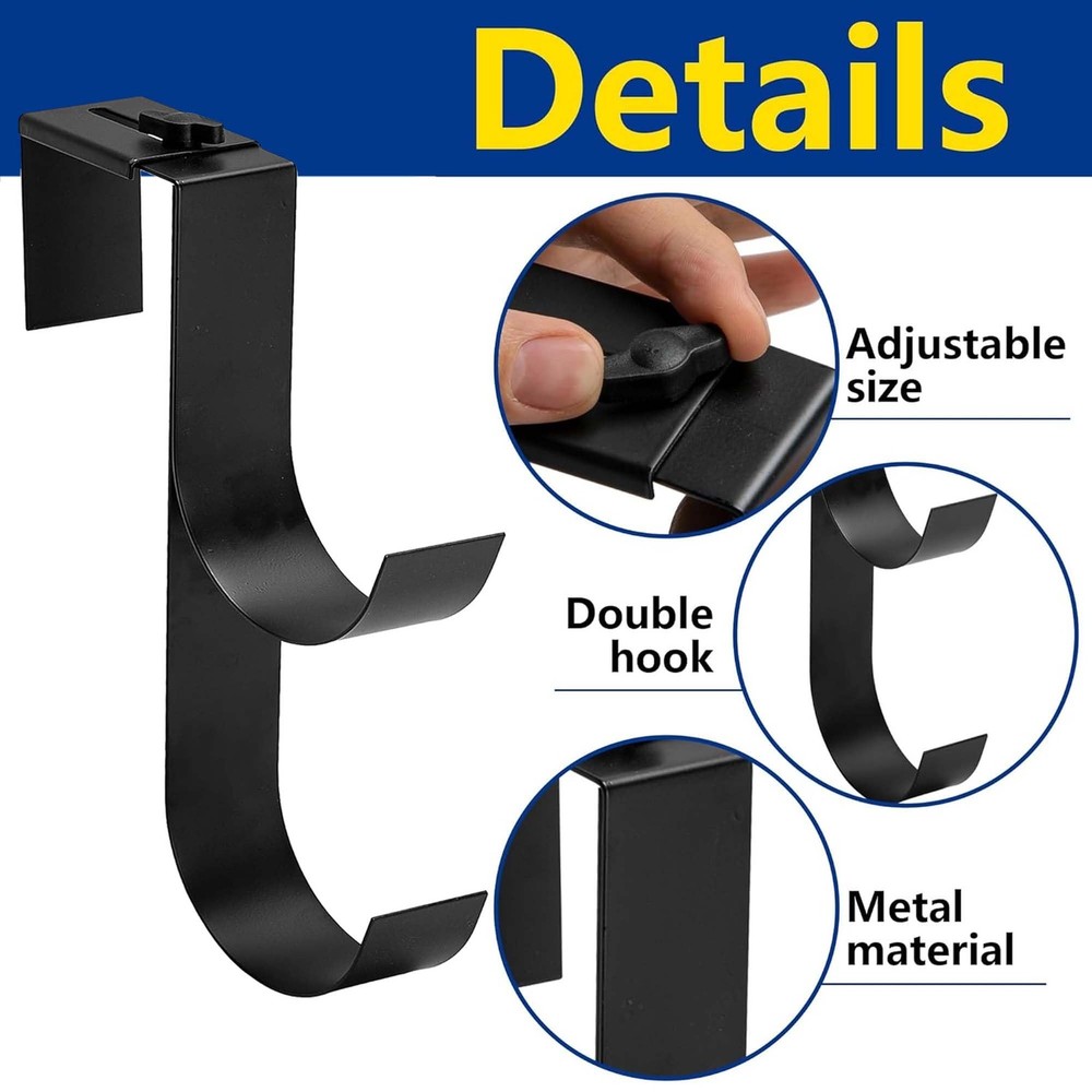 codree 2 Pcs Adjustable Pool Fence Hooks for Pool Equipment, Black Heavy Duty...