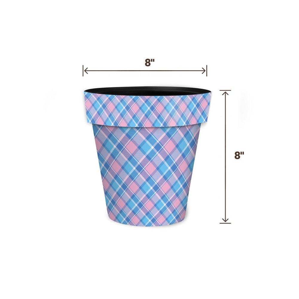 Briarwood Lane Pink and Blue Plaid Small Planter