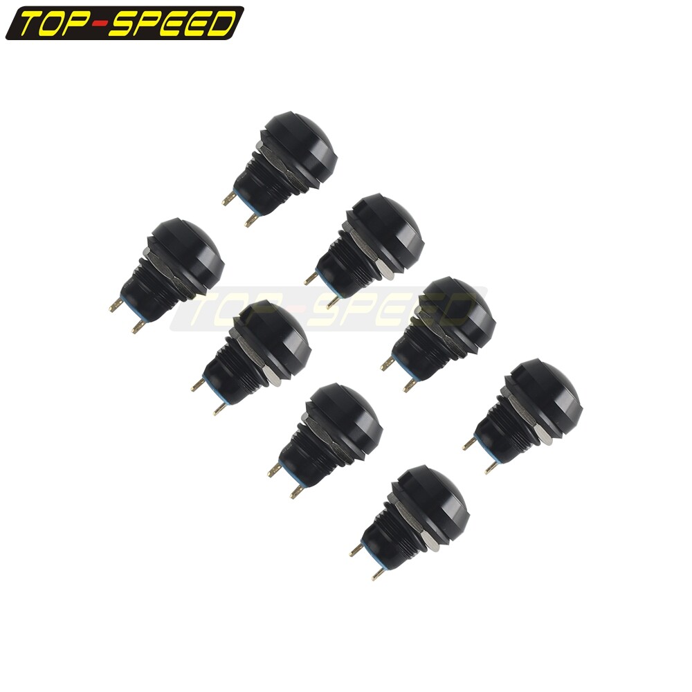 Black 8 Pcs Momentary Latching Switch Push Button For Harley Bobber Cafe Racer