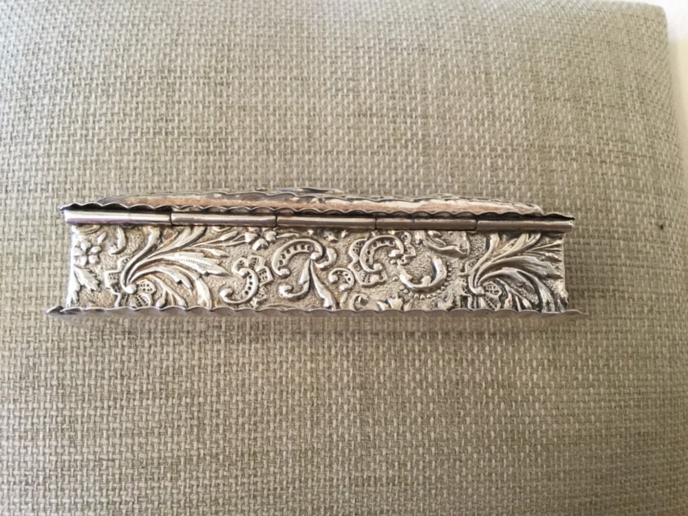 ANTIQUE VICTORIAN STERLING SILVER RING BOX TWO SLOTS 1899