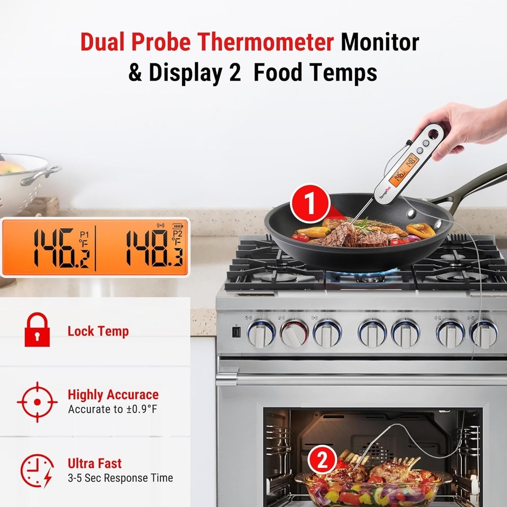 Fast Reading Waterproof Cooking Thermometer with Magnet & Bottle Opener