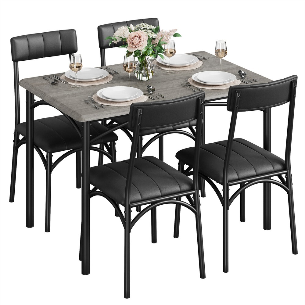 Dining Table Set for 4, Kitchen Table and Chairs for 4 with Upholstered Chairs