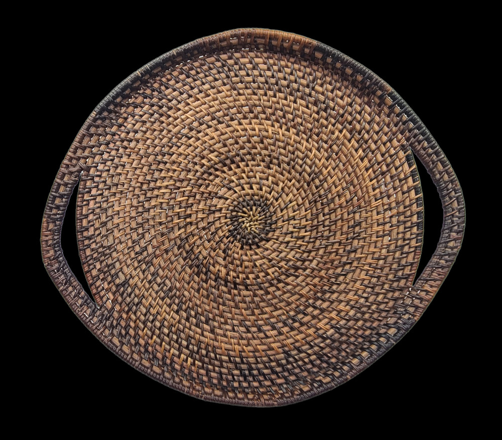 Woven Basket Platter Round with Handles Wall Table Decor Unique