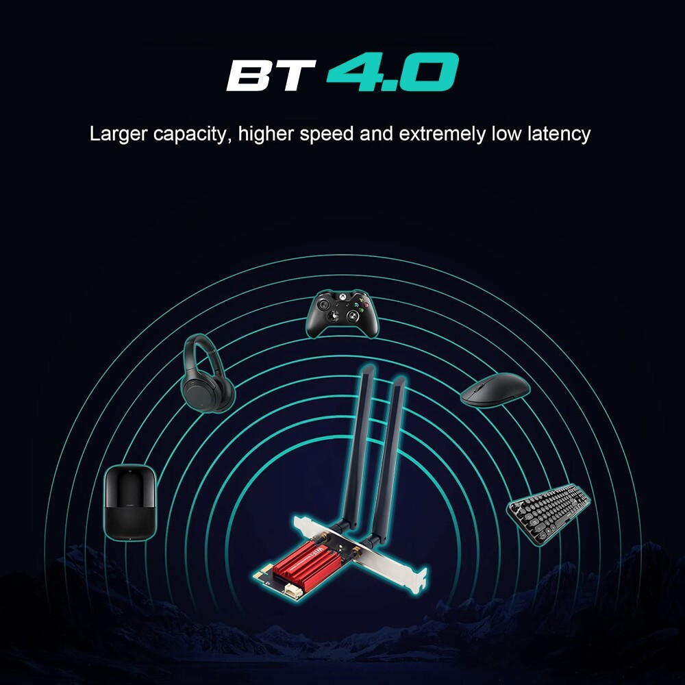 Desktop PCIe WiFi Card WiFi Bluetooth PCI-E Wireless Network Adapter for Windows