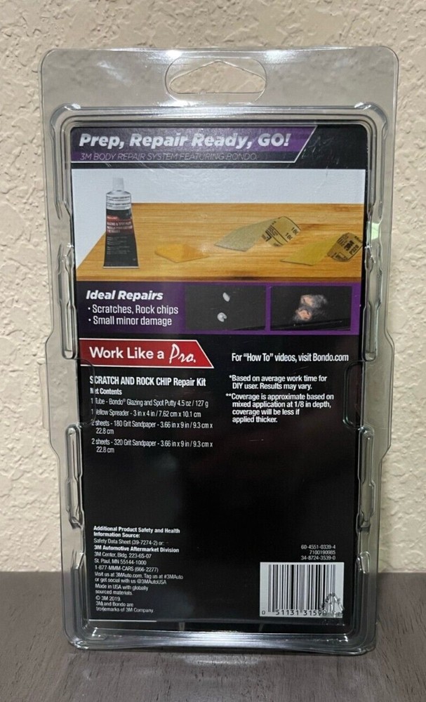 Bondo Scratch & Rock Chip Repair Kit, Paintable - Permanent - Non-Shrinking