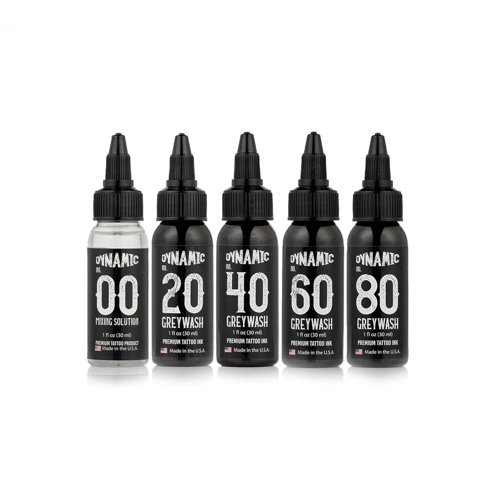 Greywash Set, Premade Tattoo Greywash, Includes 4 Shades Plus Mixing Solution...