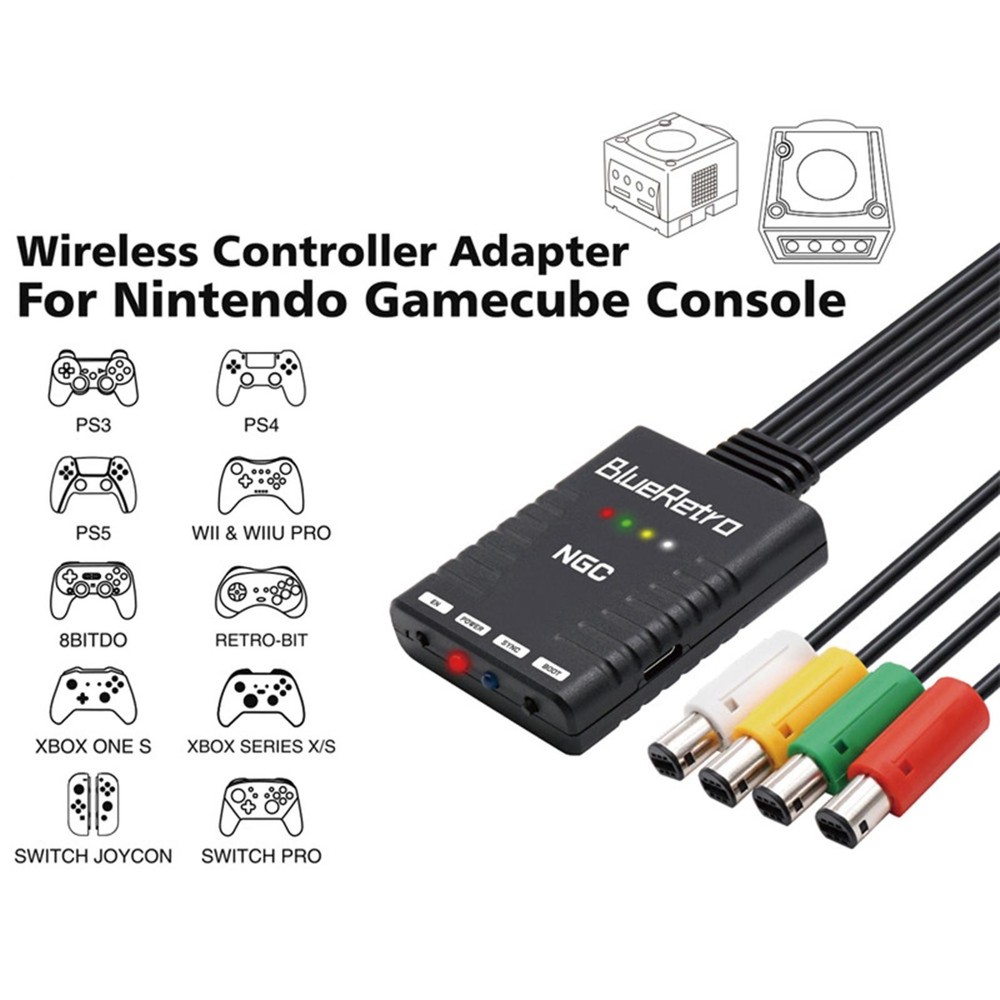 Wireless Controllers Adapter For NGC GameCube Supports 4 Bluetooth Compatible D