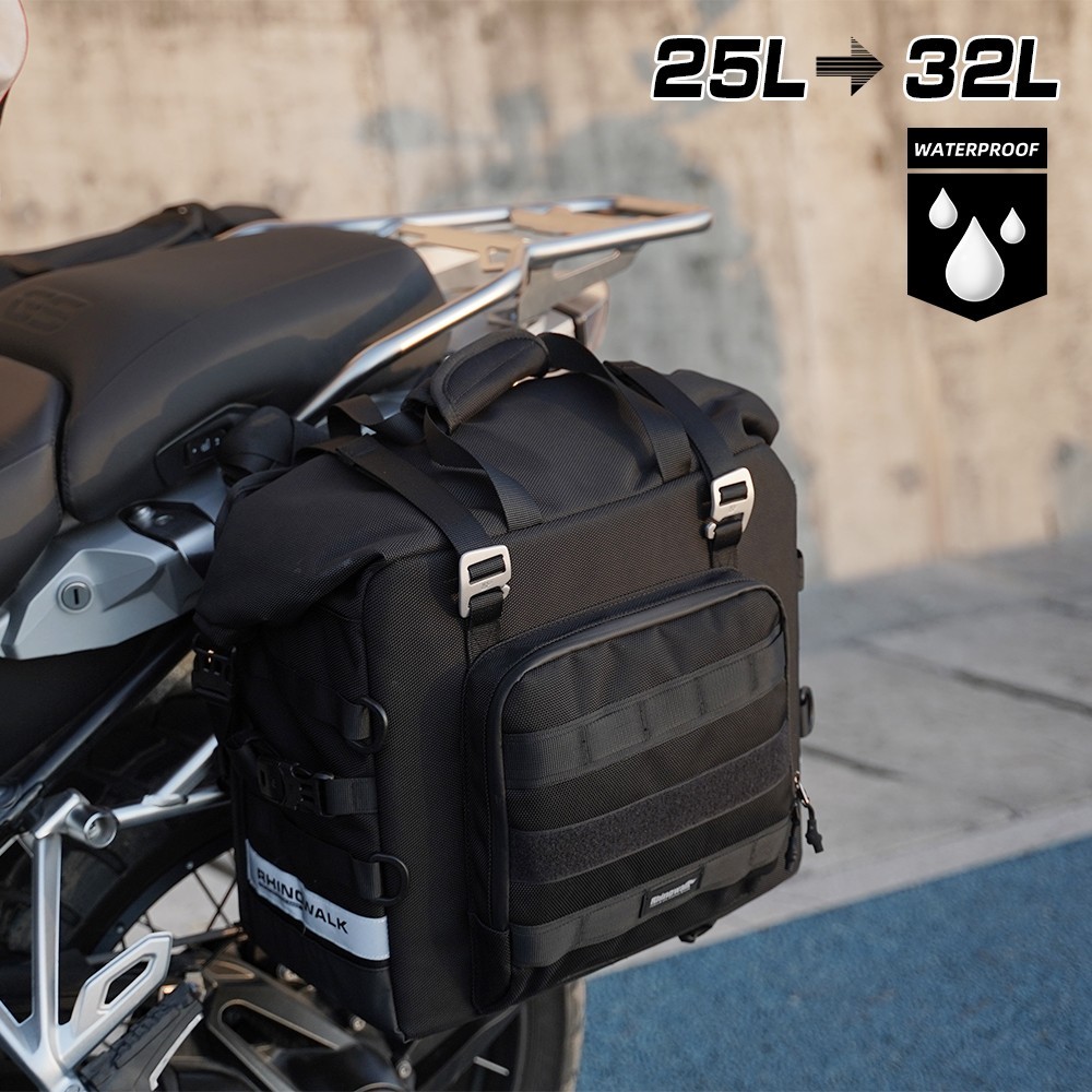 Rhinowalk Motorcycle Side Saddle Bag 25L-32L Expand Waterproof Quick Release 1pc