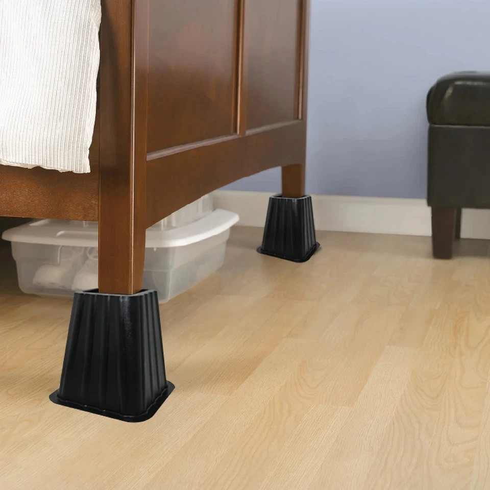 Mainstays Black Plastic Bed Risers, 4-Pack, Raises Bed for Storage