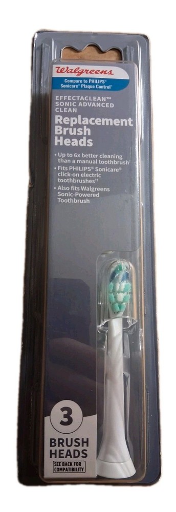 Walgreens Effectaclean Sonic Advanced Clean Replacement Brush Heads Three Pack