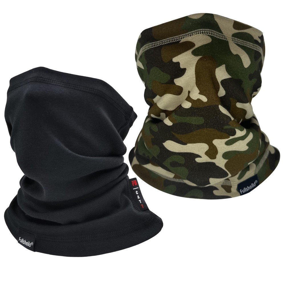 Fullsheild 2Pack Fr Flame Resistant Neck One Size, Black and Camouflage-2pcs