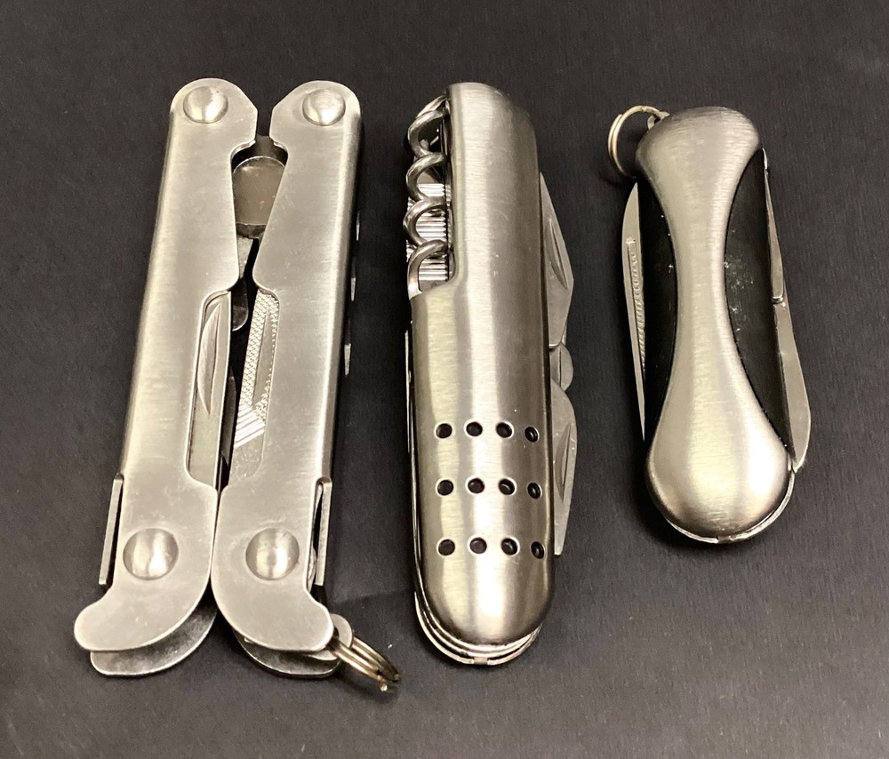 Lot of Three Stainless Steel Mini Multi-Tools