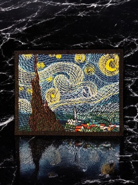 Starry Nights Embroidery Patch Multi Sizes 3" - 6" Van Gogh