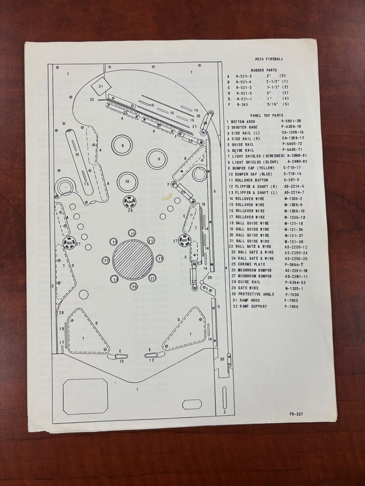 ORIGINAL-BALLY-FIRE BALL-PINBALL-SCHEMATICS