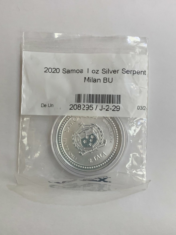 2020 SAMOA 1 OZ. SILVER SERPENT COIN MILAN BU