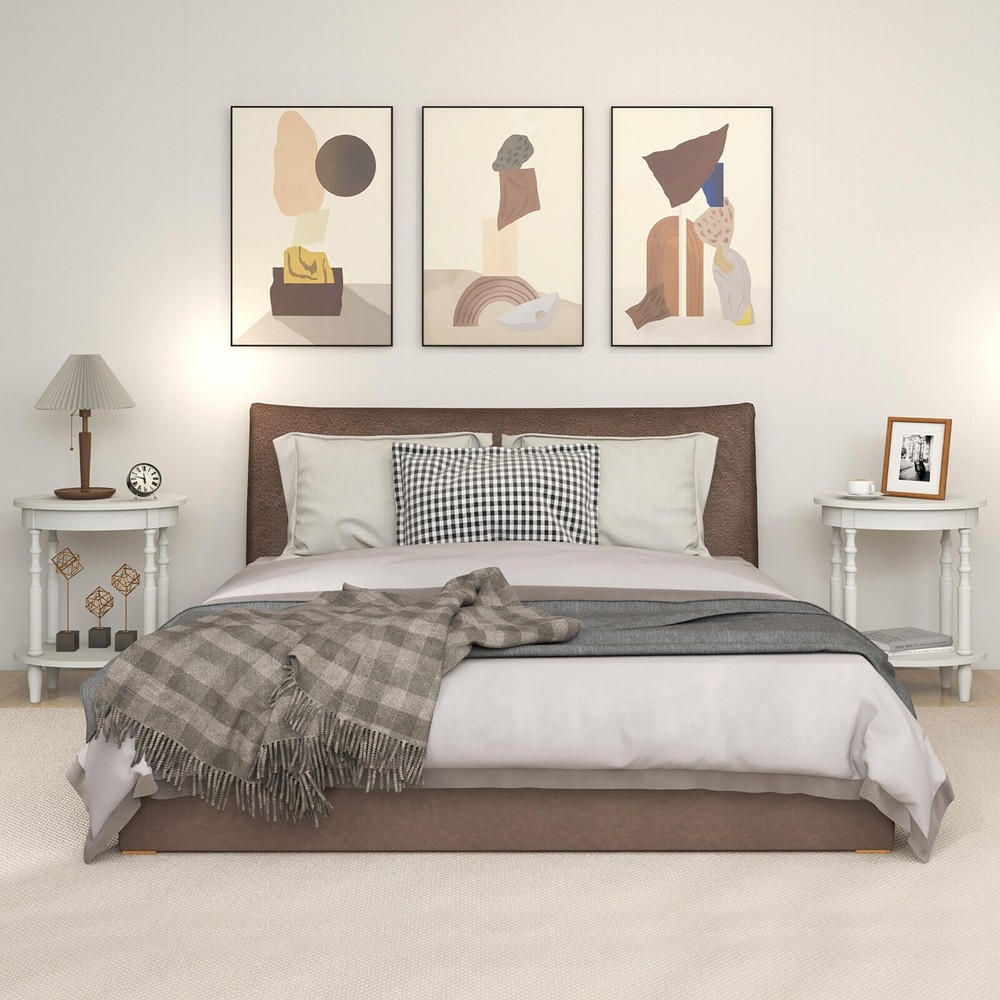 2 PCS 2-Tier End Table Oval Compact Sofa Side Nightstand w/ Storage Shelf