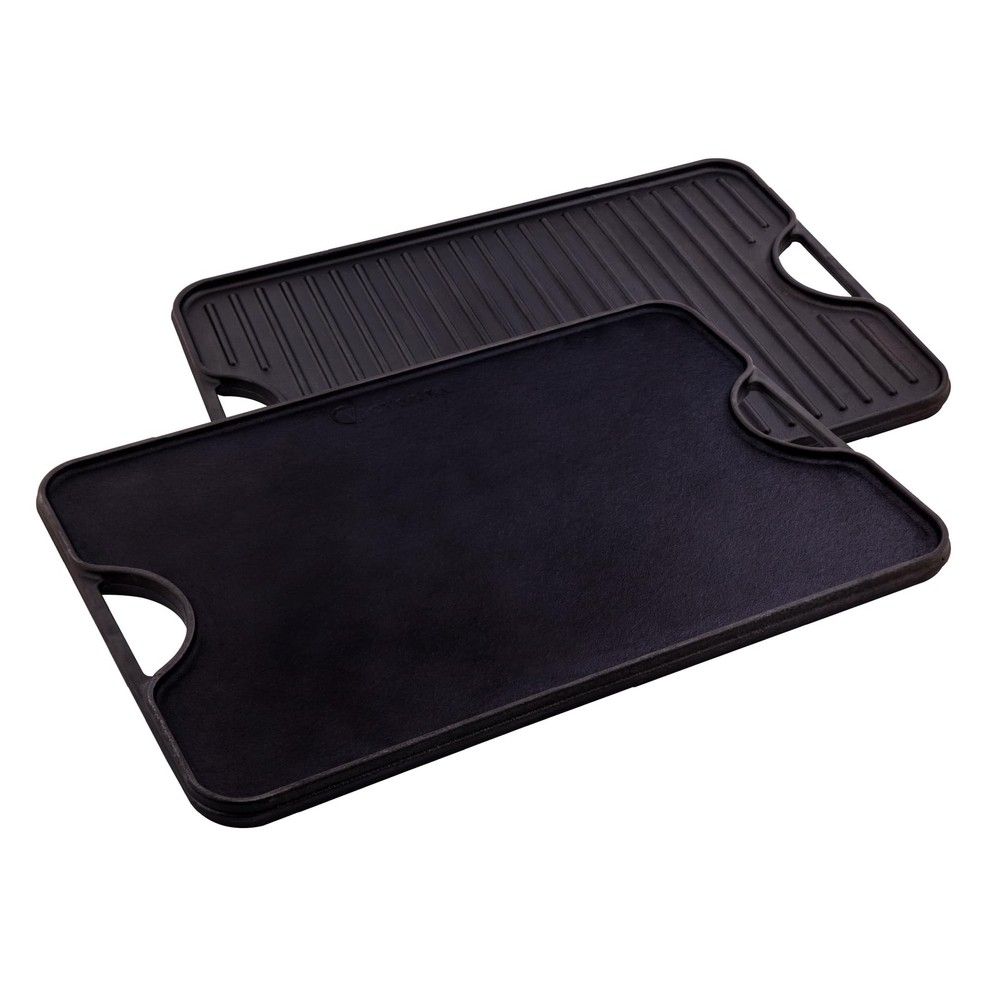 20-by-14-Inch Rectangular Cast Iron Griddle, Preseasoned Reversible Griddle