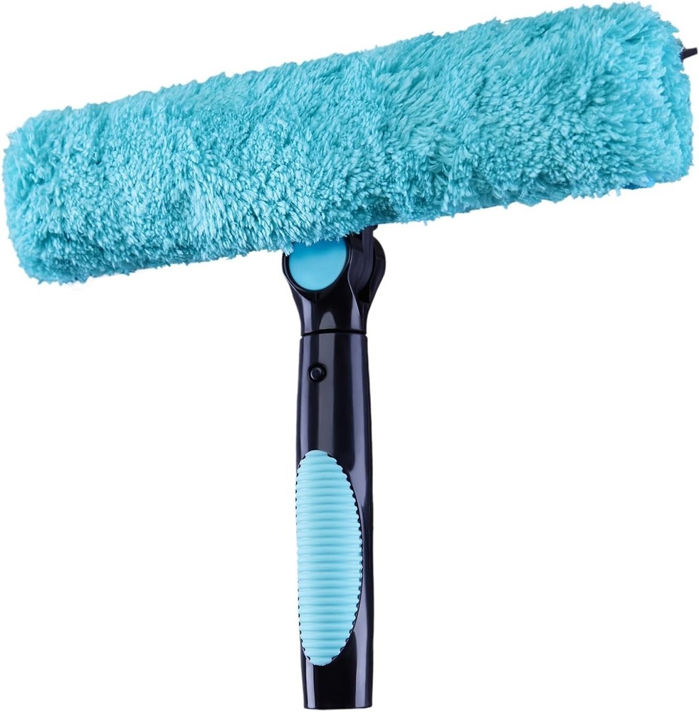 11" Window Squeegee and Microfiber Scrubber 2-in-1 Combo Cleaning Tools Blue
