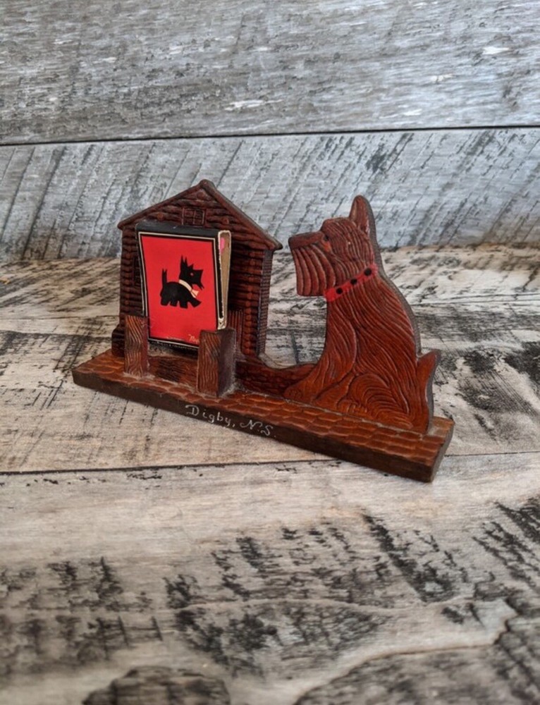 Wooden Dog Match Holder.