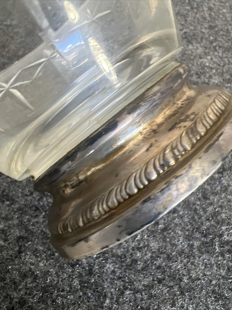 Vintage Sterling Silver & Crystal Candy Nut Dish !!