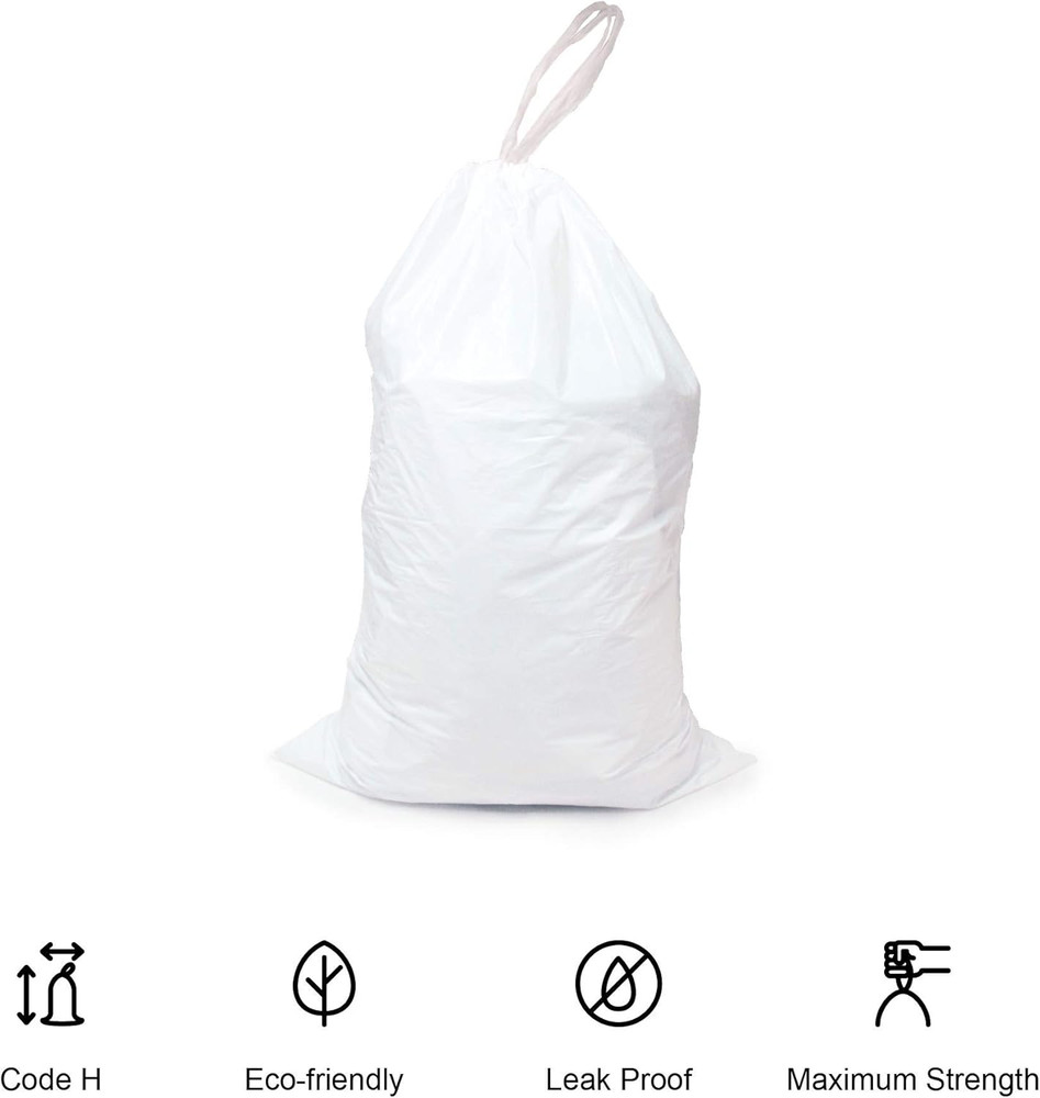 Compatible with Simplehuman Code P - Durable Custom Fit Plastic White Trash Bags