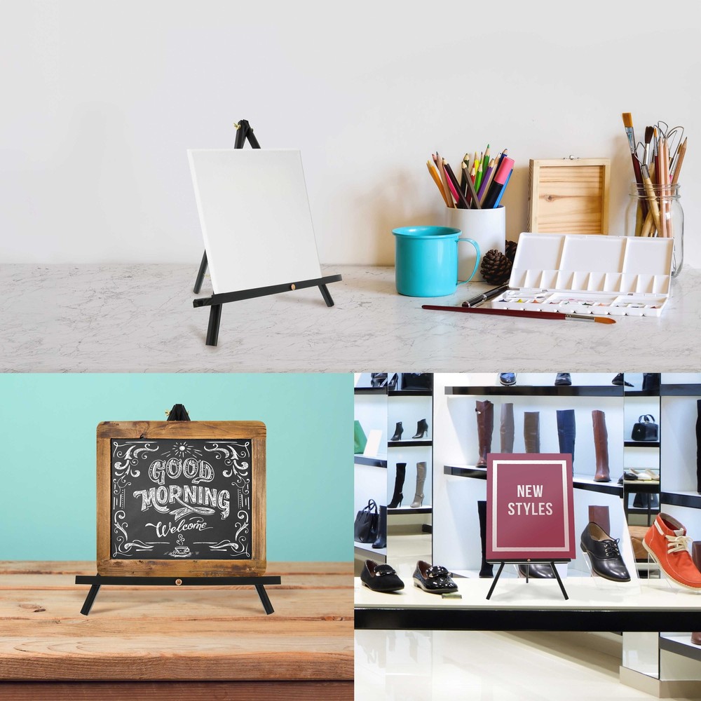 4pk 12" Black Wood Display Stand A-Frame Artist Easel Adjustable Table Tripod