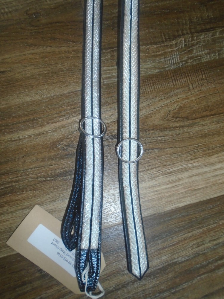 BRITISH ARMY ISSUE SILVER BRAID WITH BLACK SWORD SLING ONE SHORT ONE LONG