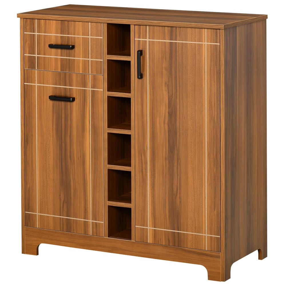 Storage Cabinet Buffet Sideboard Serving Bar with 2 Cupboards Wine Rack 1 Drawer