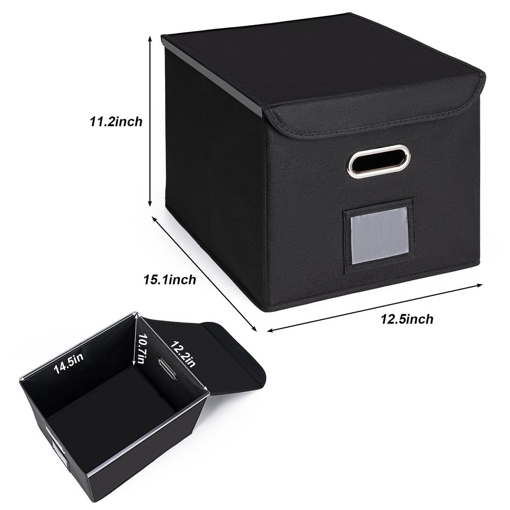 File Organizer Box with Lid, Large Hanging File Folder Organizer with Plastic...