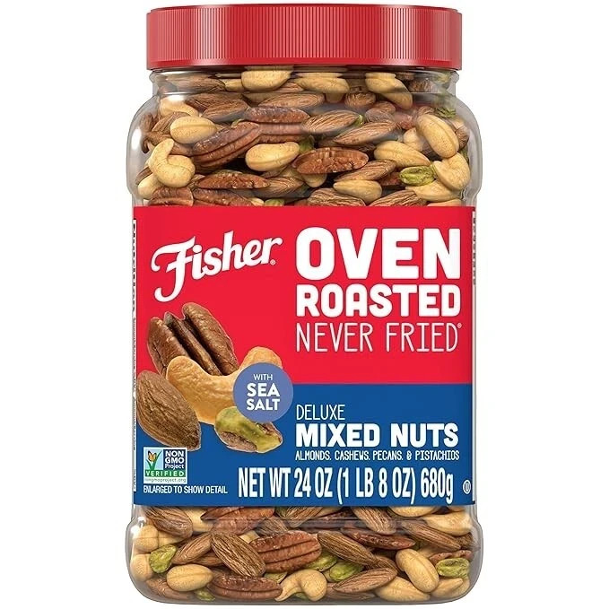Fisher Oven Roasted Never Fried Deluxe Mixed Nuts, 24 Oz