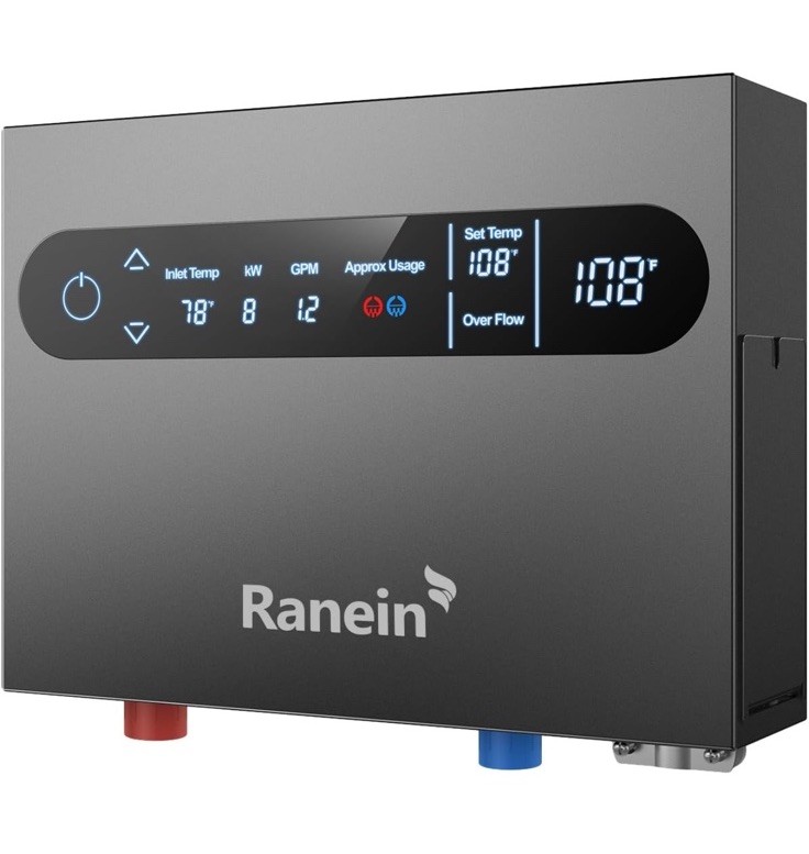 Ranein Tankless Electric Water Heater Model RE8K  8kW 240V IPX4 CSA 1.9 GPM