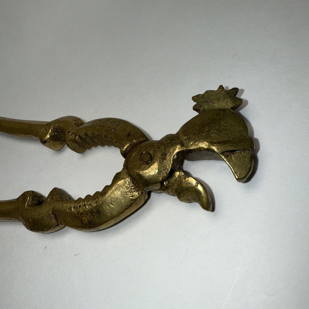 Vintage Solid Brass Rooster Nutcracker. Eclectic unique home decor. Kitschy