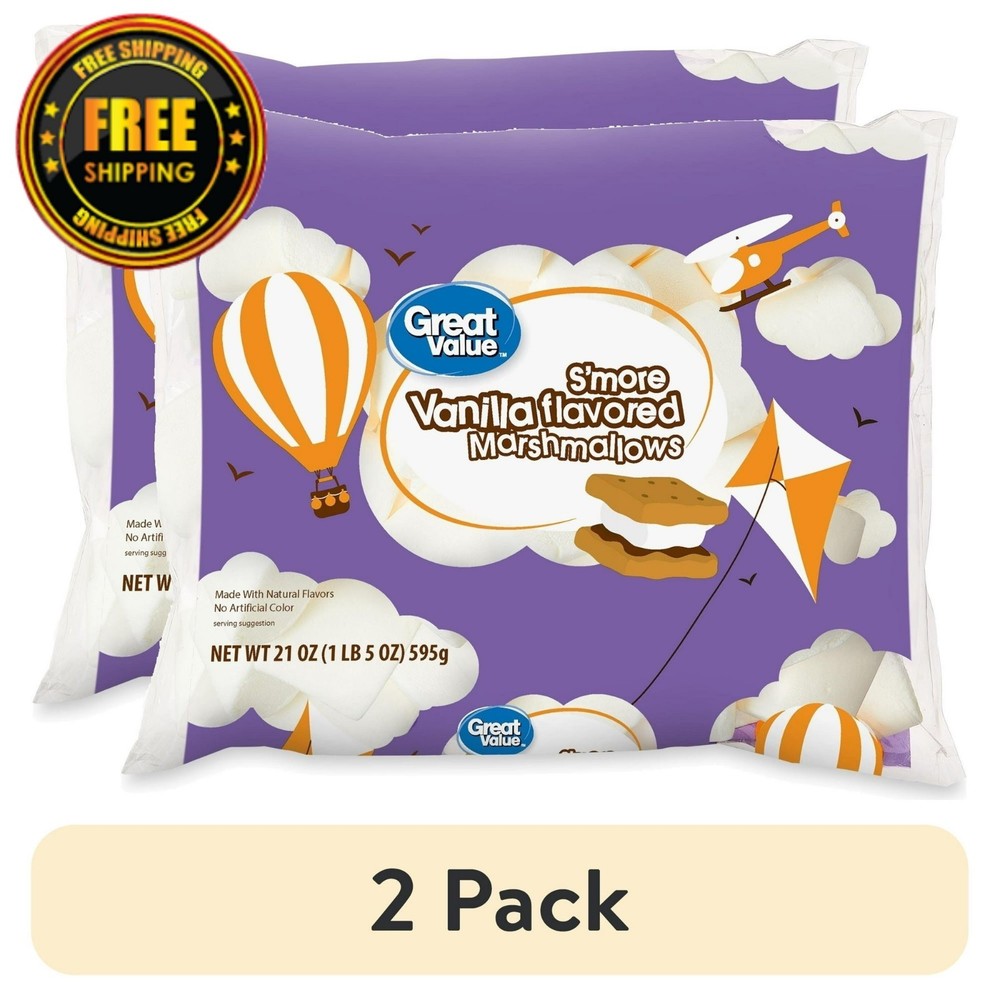 Great Value S’more Vanilla Marshmallows, 21 oz (Pack of 2)