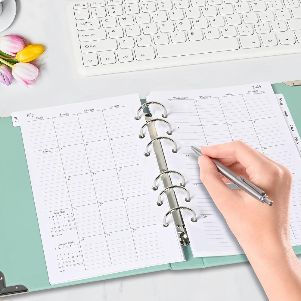2026-2027 Monthly Planner Refill, A6 Small Size Planner Inserts for 6 Ring