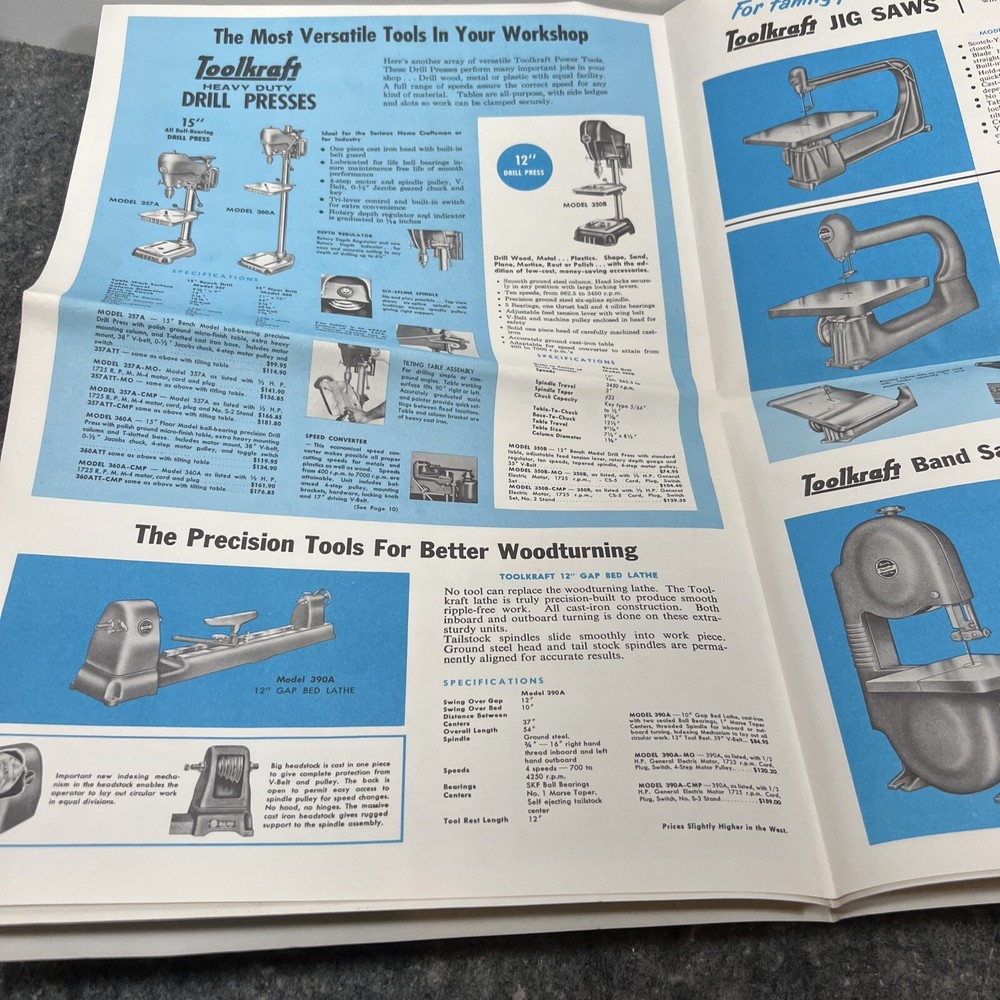 ToolKraft Power Tools Catalog 1963 Illustrated Catalog Table Saws Planers more